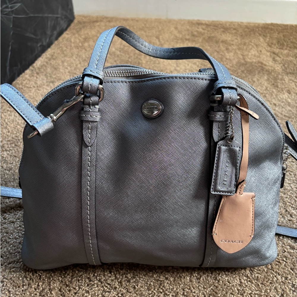 Coach Metallic Gray Crossbody Bag